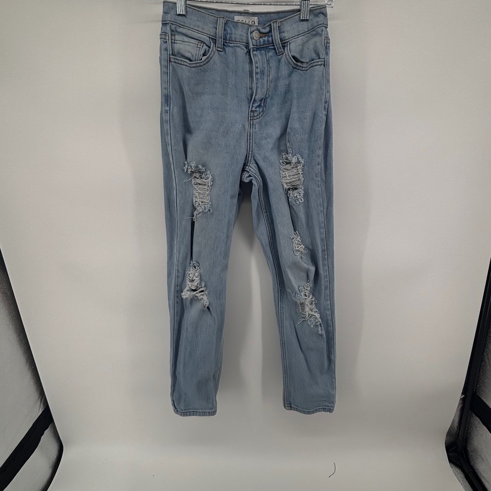 Cello Womens Ripped Distressed Jeans Light Wash Denim‎ Size 1, 28" inseam